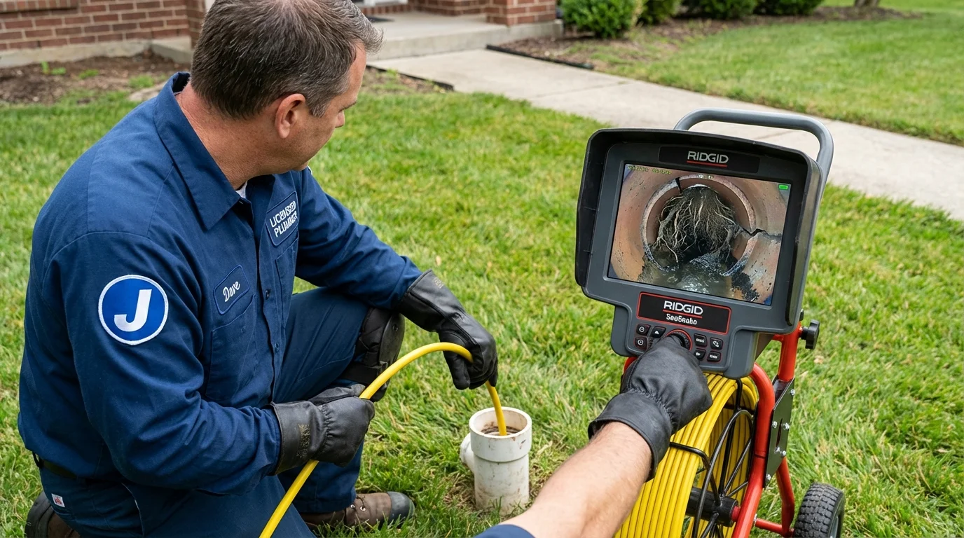 Sewer camera inspection being performed by Johns Plumbing LLC in Wolfeboro