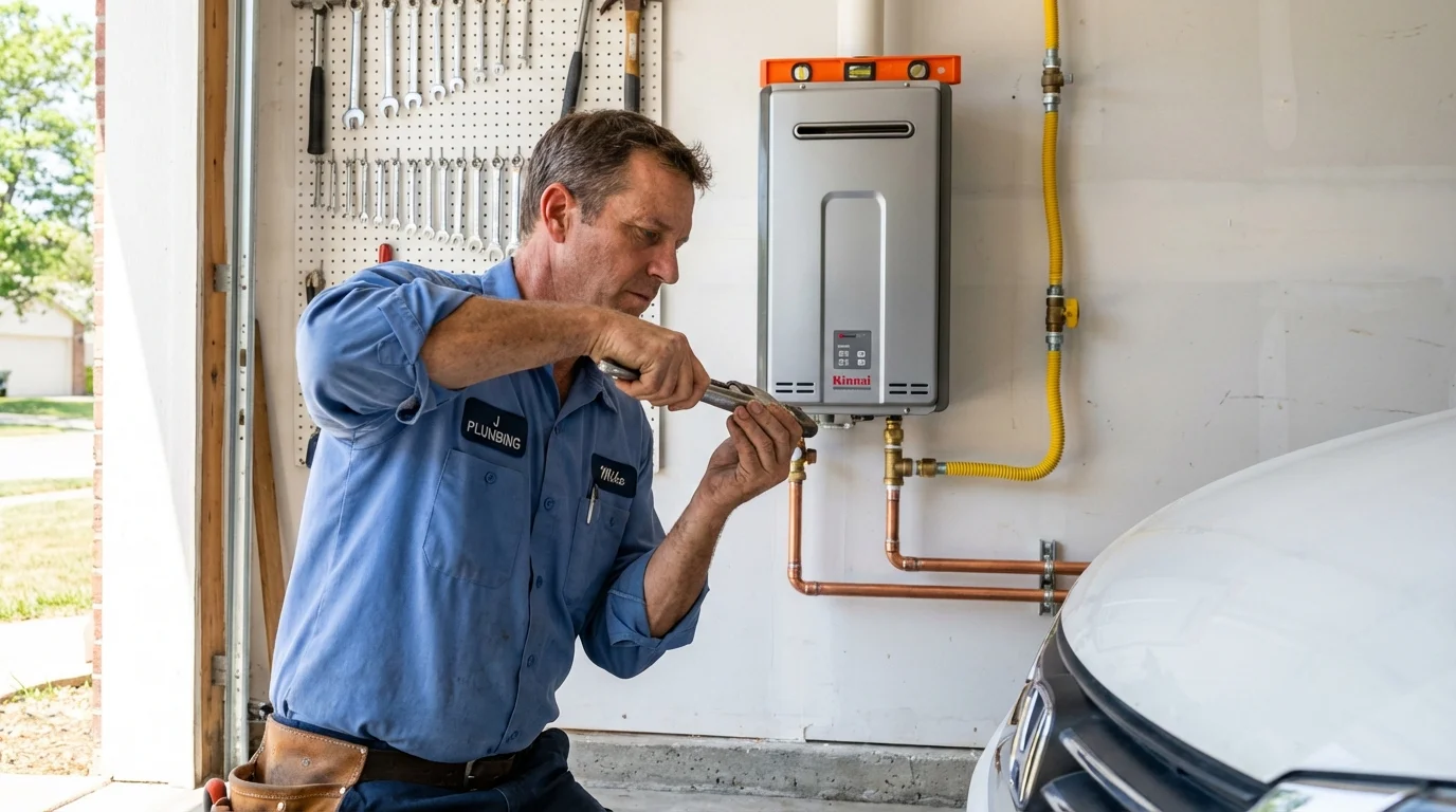 Tankless water heater installation by a Johns Plumbing LLC plumber in Wolfeboro